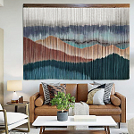 Современное Панно на стену из нитей Mountains at Sunset Горы на Закате  варинант исполнения - 1 | Loft Concept в Кирове