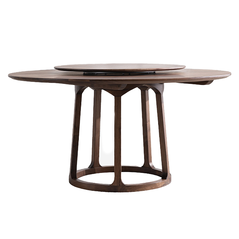Стол обеденный круглый с поворотной столешницей Walnut Wood Table Орех Стол обеденный круглый с поворотной столешницей Walnut Wood Table Орех в Кирове | Loft Concept