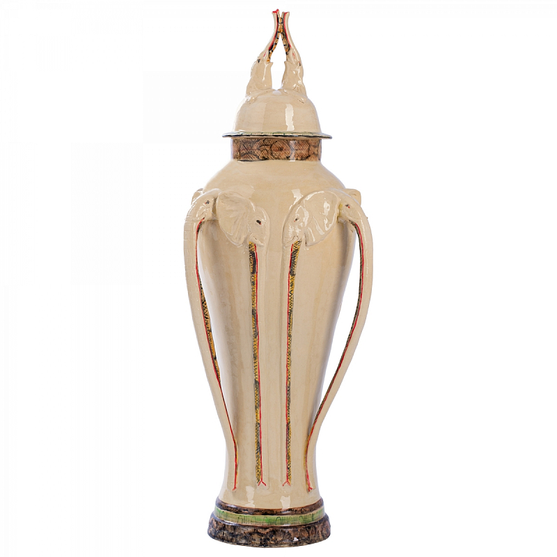 Большая Ваза Safari Elephant Urn Ardmore style Бежевый Большая Ваза Safari Elephant Urn Ardmore style Бежевый в Кирове | Loft Concept