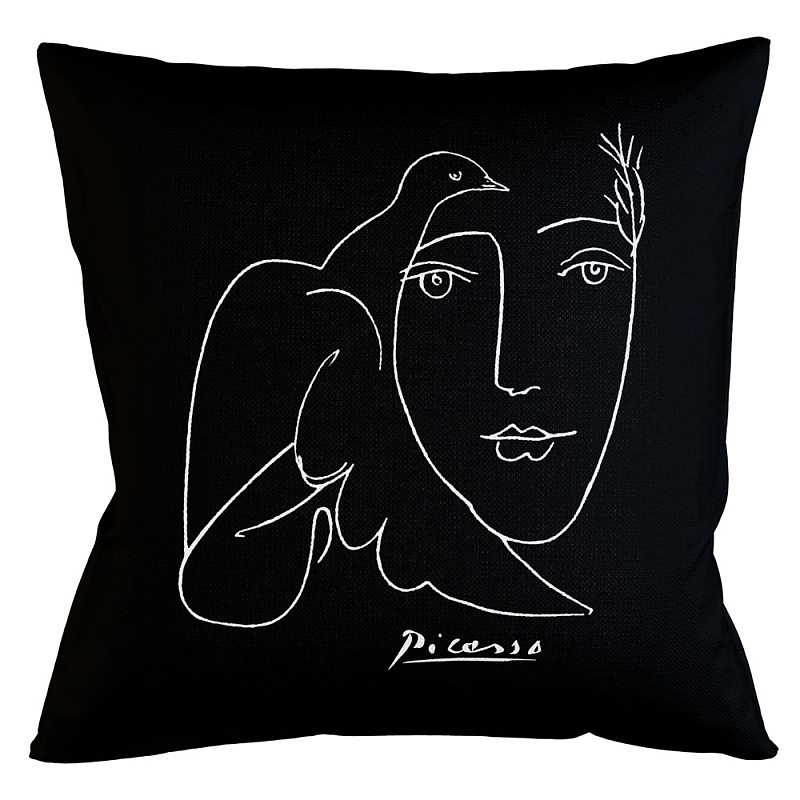 Декоративная подушка White Silhouette Dove Pillow Бежевый Черный Декоративная подушка White Silhouette Dove Pillow Бежевый Черный в Кирове | Loft Concept