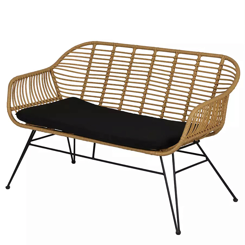 Кушетка плетеная из ротанга Wicker Сouch Бежевый Черный Кушетка плетеная из ротанга Wicker Сouch Бежевый Черный в Кирове | Loft Concept