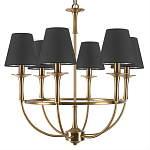 Люстра на металлическом основании бронзового цвета с 6-ю черными конусовидными абажурами Dignity варинант исполнения - 6 | Loft Concept в Кирове