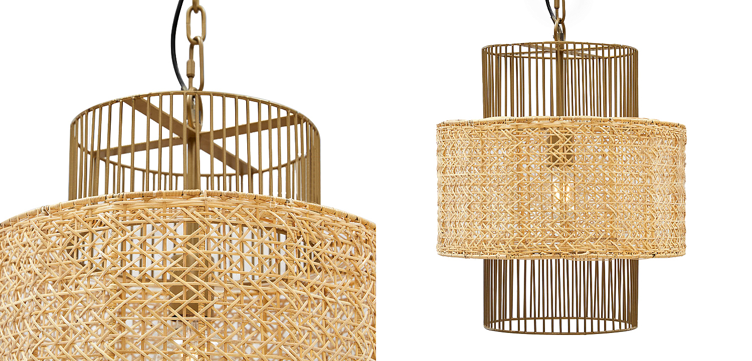 Люстра с плафоном из ротанга Raquel Wicker Chandelier - Loft-Concept в Кирове