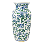 Ваза с зелено-голубым цветочным узором на белом фоне 61 см Blue & White Ornament варинант исполнения - 1 | Loft Concept в Кирове