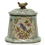 Шкатулка голубого цвета с рисунком и состаренным эффектом Eden Garden варинант исполнения - 1 | Loft Concept в Кирове