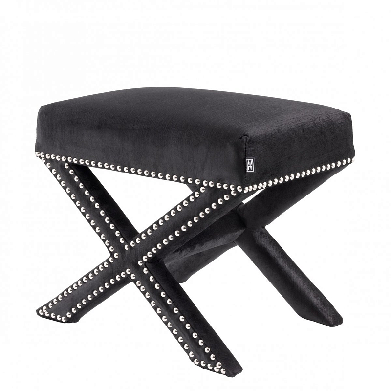 Оттоманка Eichholtz Stool Perugia Black Черный Никель Оттоманка Eichholtz Stool Perugia Black Черный Никель в Кирове | Loft Concept