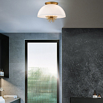 Подвесной светильник золотого цвета с полусферическим опаловым плафоном и декоративным элементом Elstead Lighting варинант исполнения - 9 | Loft Concept в Кирове