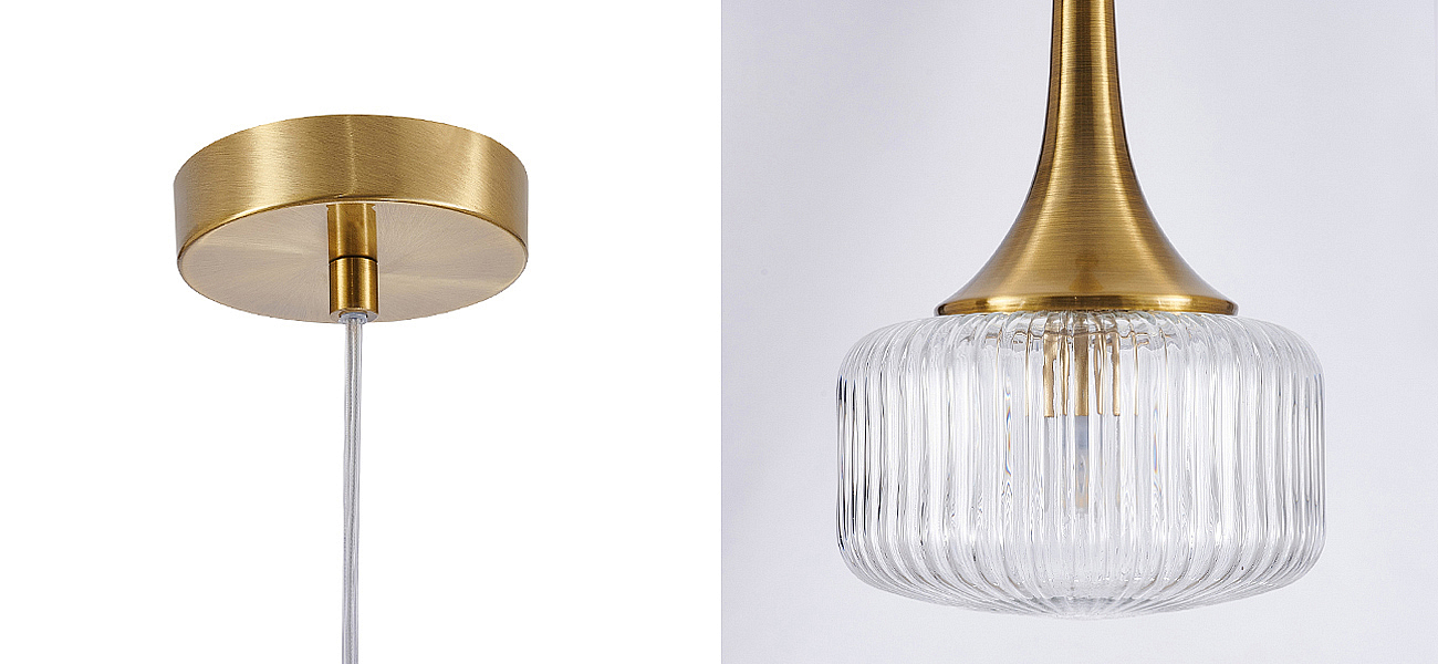 Подвесной светильник Blown Glass с прозрачным рельефным плафоном Подвесной светильник Blown Glass с прозрачным рельефным плафоном - Loft-Concept в Кирове