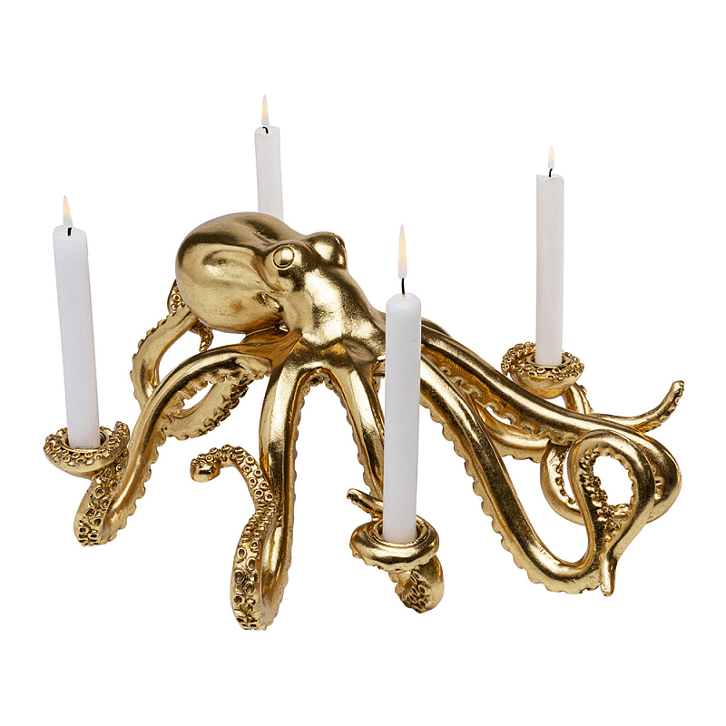 Большой Подсвечник золотой Осьминог Gold Octopus Candlestick  Глянцевое золото в Кирове | Loft Concept 