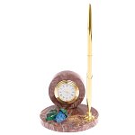 Часы настольные с шариковой металлической ручкой из натурального камня Stone Clock варинант исполнения - 4 | Loft Concept в Кирове