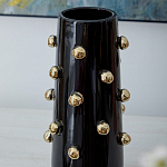 Ваза черная цилиндрическая с глянцевым покрытием и золотыми декоративными элементами Molecule Collection варинант исполнения - 2 | Loft Concept в Кирове