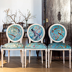 Стул из массива бука с изображением птиц и цветов Turquoise Beige Chinoiserie Garden Chair варинант исполнения - 7 | Loft Concept в Кирове