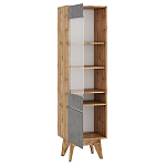 Шкаф-витрина с фасадом цвета серый бетон и стеклянной дверкой Grace of Furniture варинант исполнения - 2 | Loft Concept в Кирове