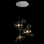 Люстра подвесная с прозрачными бирюзовыми стеклянными шарами и круглым основанием 3 лампы Giopato & Coombes варинант исполнения - 4 | Loft Concept в Кирове