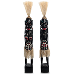Комплект из 2-х деревянных статуэток Asmat Straw Headdress Statuettes Black Turquoise варинант исполнения - 5 | Loft Concept в Кирове
