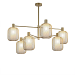 Люстра потолочная с абажурами из металлической сетки Loft Grid Pendant Gold варинант исполнения - 1 | Loft Concept в Кирове