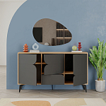 Комод цвета древесины с 3-мя дверцами и выдвижным ящиком темно-серого цвета SPARK CONSOLE OAK ANTHRACITE варинант исполнения - 2 | Loft Concept в Кирове