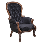 Кресло с мягкой обивкой из черного велюра на 4-х деревянных ножках Evelyn Classical Armchair варинант исполнения - 1 | Loft Concept в Кирове