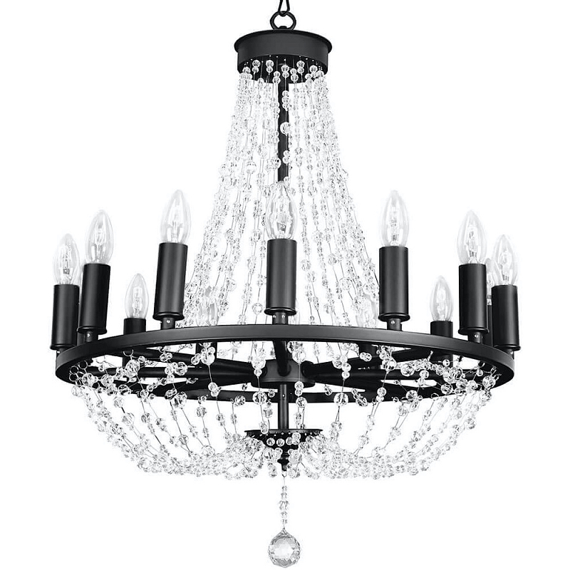 Люстра Brutal Crystal Chandelier 14 Черный Прозрачный Люстра Brutal Crystal Chandelier 14 Черный Прозрачный в Кирове | Loft Concept