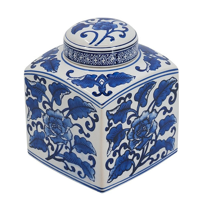 Ваза с крышкой в китайском стиле Oriental Blue & White Ornament Vases Синий Белый в Кирове | Loft Concept 