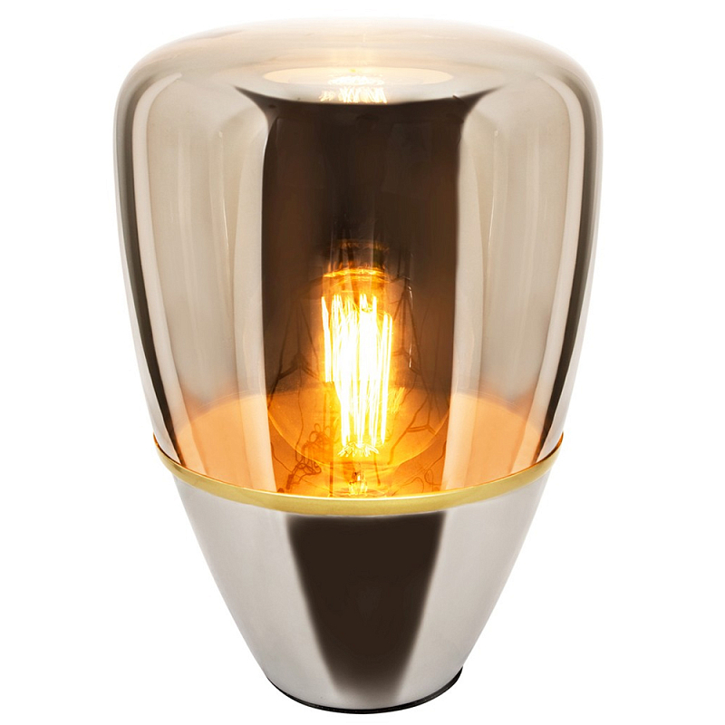 Настольный светильник со стеклянным плафоном коньячного цвета Carmella Globe Brown Glass Table Lamp Коричневый Хром Настольный светильник со стеклянным плафоном коньячного цвета Carmella Globe Brown Glass Table Lamp Коричневый Хром в Кирове | Loft Concept