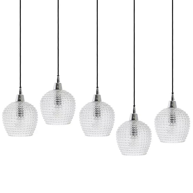 Подвесной светильник каскадный с фактурными стеклянными плафонами Cascade with Relief Lampshades Прозрачный Черный Серый в Кирове | Loft Concept 