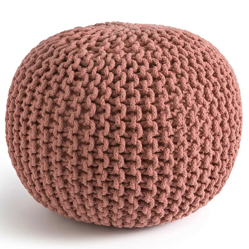 Круглый вязаный пуф Pink Knitted Ball Pouf Розовый Круглый вязаный пуф Pink Knitted Ball Pouf Розовый в Кирове | Loft Concept