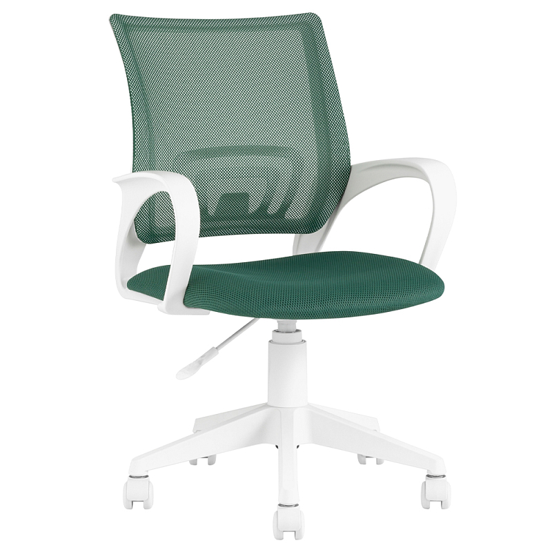 Офисное кресло с основанием из белого пластика Desk chairs Green Зеленый Белый Офисное кресло с основанием из белого пластика Desk chairs Green Зеленый Белый в Кирове | Loft Concept