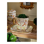 Кашпо с растительным и животным орнаментом на бронзовых ножках Turquoise Blooming Garden варинант исполнения - 6 | Loft Concept в Кирове