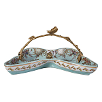 Блюдо из голубого фарфора с бронзовой ручкой в виде ветки Blue Garden варинант исполнения - 2 | Loft Concept в Кирове