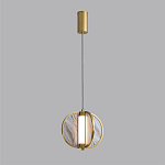 Подвесной светильник с круглым плафоном из искусственного алебастра в бронзовой оправе Marbella варинант исполнения - 4 | Loft Concept в Кирове