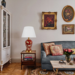 Настольная лампа бордовая с изображением птиц Slip Away варинант исполнения - 5 | Loft Concept в Кирове