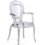 Прозрачный стул с подлокотниками LOUIS GHOST CHAIR Grey варинант исполнения - 1 | Loft Concept в Кирове