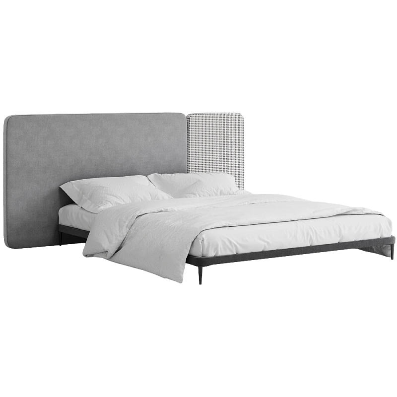Кровать с большим мягким изголовьем Unity Grey Bed Серый Темно-серый Кровать с большим мягким изголовьем Unity Grey Bed Серый Темно-серый в Кирове | Loft Concept