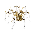 Бра в форме ветвей деревьев золотого цвета с прозрачными подвесками-каплями Droplet Bra варинант исполнения - 3 | Loft Concept в Кирове