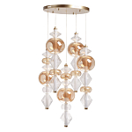 Люстра с плафонами из прозрачного и янтарного стекла в виде шаров и ромбов Gabriel Scott Luna варинант исполнения - 2 | Loft Concept в Кирове