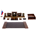 Настольный письменный набор с часами из природного камня обсидиана Royal Set варинант исполнения - 1 | Loft Concept в Кирове