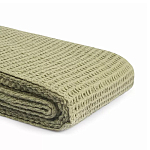 Плед из шерсти зеленого цвета с бахромой Waffle Comfort варинант исполнения - 3 | Loft Concept в Кирове