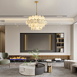 Люстра четырехъярусная с подвесками в форме дисков Cryptocrystalline Stone варинант исполнения - 6 | Loft Concept в Кирове