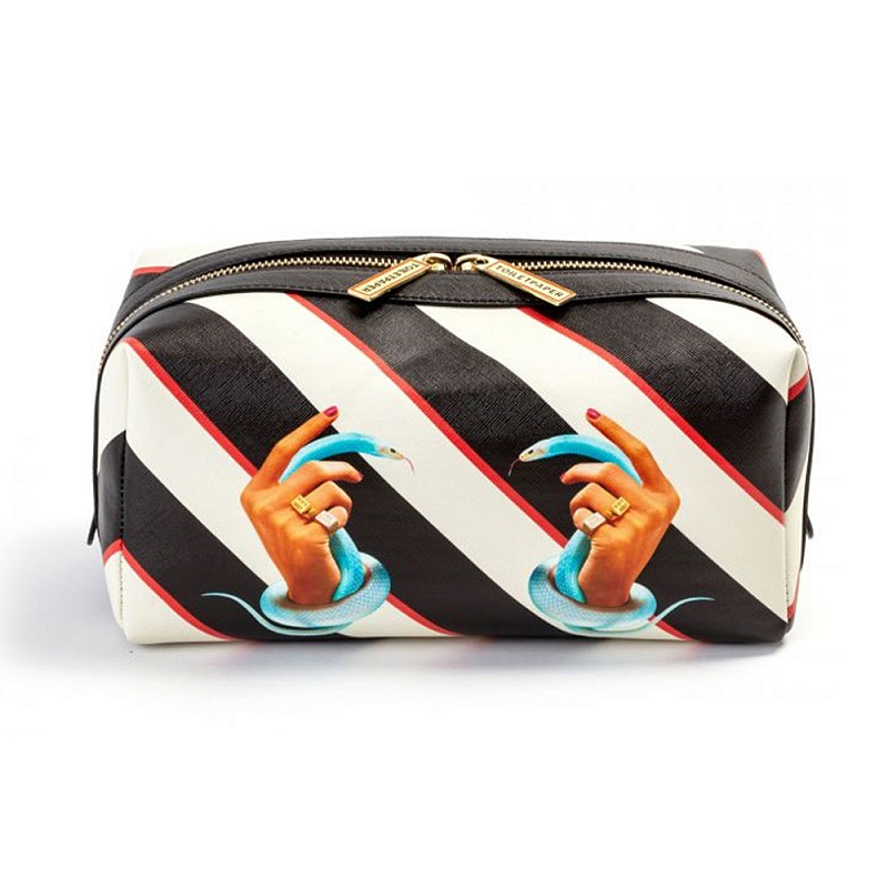 Косметичка Seletti Stripes Hands with Snakes Черный Белый Голубой Бежевый Косметичка Seletti Stripes Hands with Snakes Черный Белый Голубой Бежевый в Кирове | Loft Concept