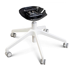 Стул с мягкой синей обивкой из велюра и подъемно-поворотным механизмом на белых колесиках Harper Blue and White варинант исполнения - 5 | Loft Concept в Кирове