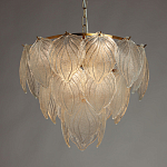 Люстра на цепи с прозрачными стеклянными подвесками в виде листьев Textured Glass Chandelier варинант исполнения - 3 | Loft Concept в Кирове
