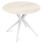 Стол обеденный с круглой столешницей из керамики на четырех белых ножках Sand Ceramics варинант исполнения - 3 | Loft Concept в Кирове