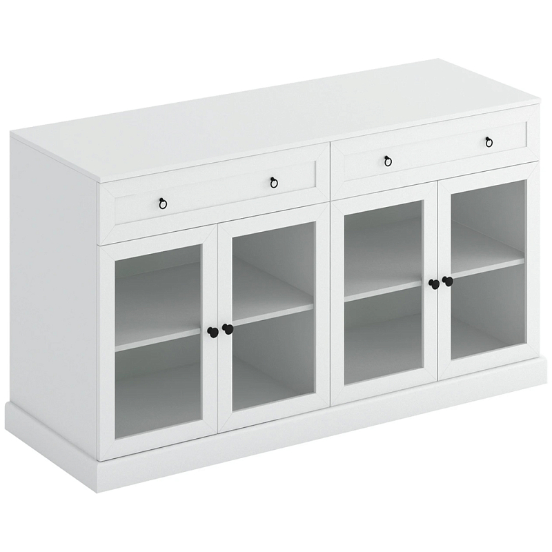 Широкая тумба с ящиками и стеклянными дверцами Percent Glass Cabinet Серый Белый Прозрачное Стекло Широкая тумба с ящиками и стеклянными дверцами Percent Glass Cabinet Серый Белый Прозрачное Стекло в Кирове | Loft Concept