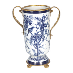 Ваза с бронзовыми ручками и синим цветочным узором Blue & White Ornament варинант исполнения - 1 | Loft Concept в Кирове