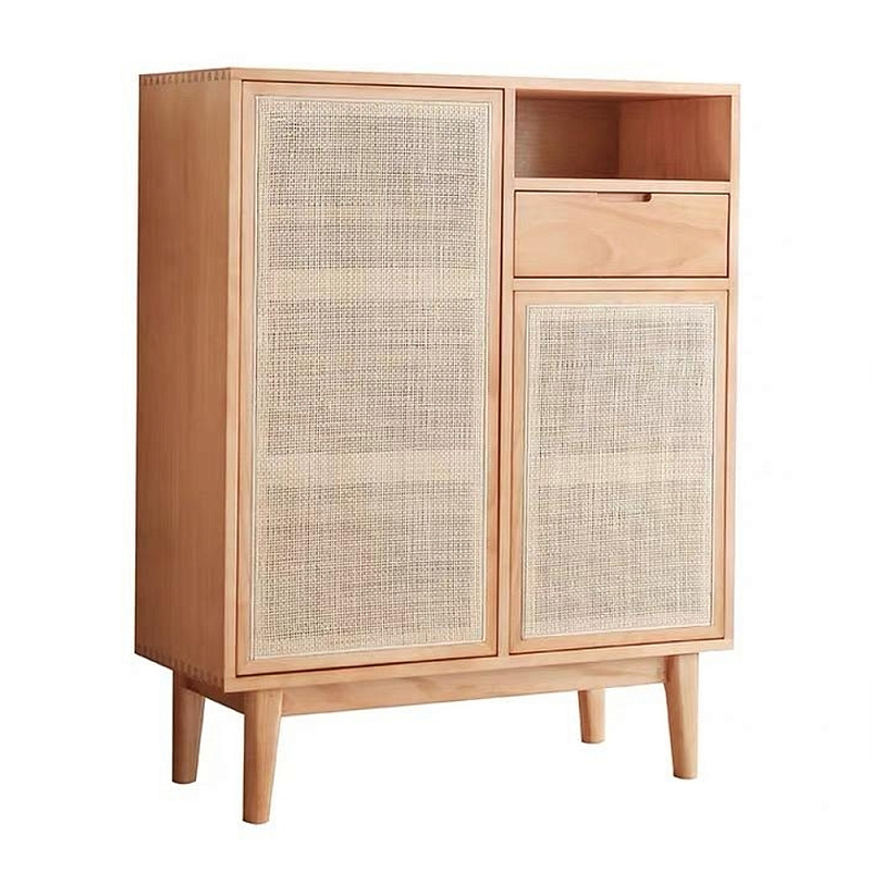 Комод с плетеными дверками и открытой нишей с ящиком Dora Sideboard Бежевый Комод с плетеными дверками и открытой нишей с ящиком Dora Sideboard Бежевый в Кирове | Loft Concept