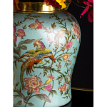 Ваза округлой формы из фарфора с рисунком и бронзовой крышкой Turquoise Blooming Garden варинант исполнения - 3 | Loft Concept в Кирове