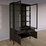 Витрина Primo со стеклянными фасадами и буфетом шпон Темный орех варинант исполнения - 4 | Loft Concept в Кирове