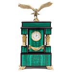 Часы настольные из натурального камня Малахит с декором в виде орла Eagle Stone Clock варинант исполнения - 1 | Loft Concept в Кирове