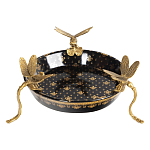 Блюдо черного цвета из фрафора на бронзовых ножках в виде стрекоз Eden Garden варинант исполнения - 2 | Loft Concept в Кирове